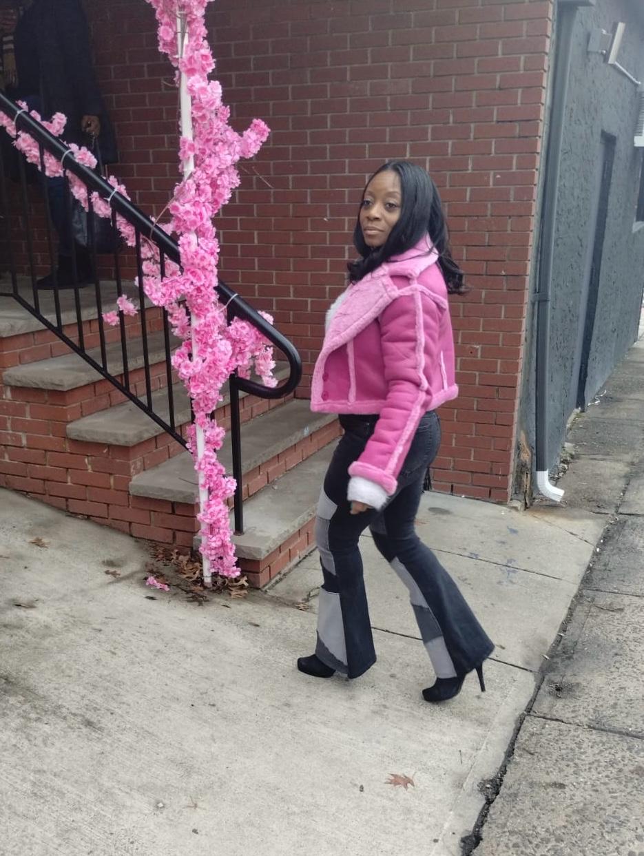 pink faux fur sherling jacket