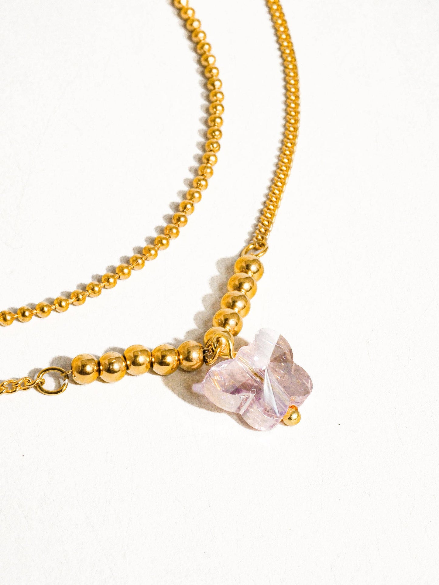 Balvin 18K Gold Non-Tarnish Layered Butterfly Anklets: Yellow Gold