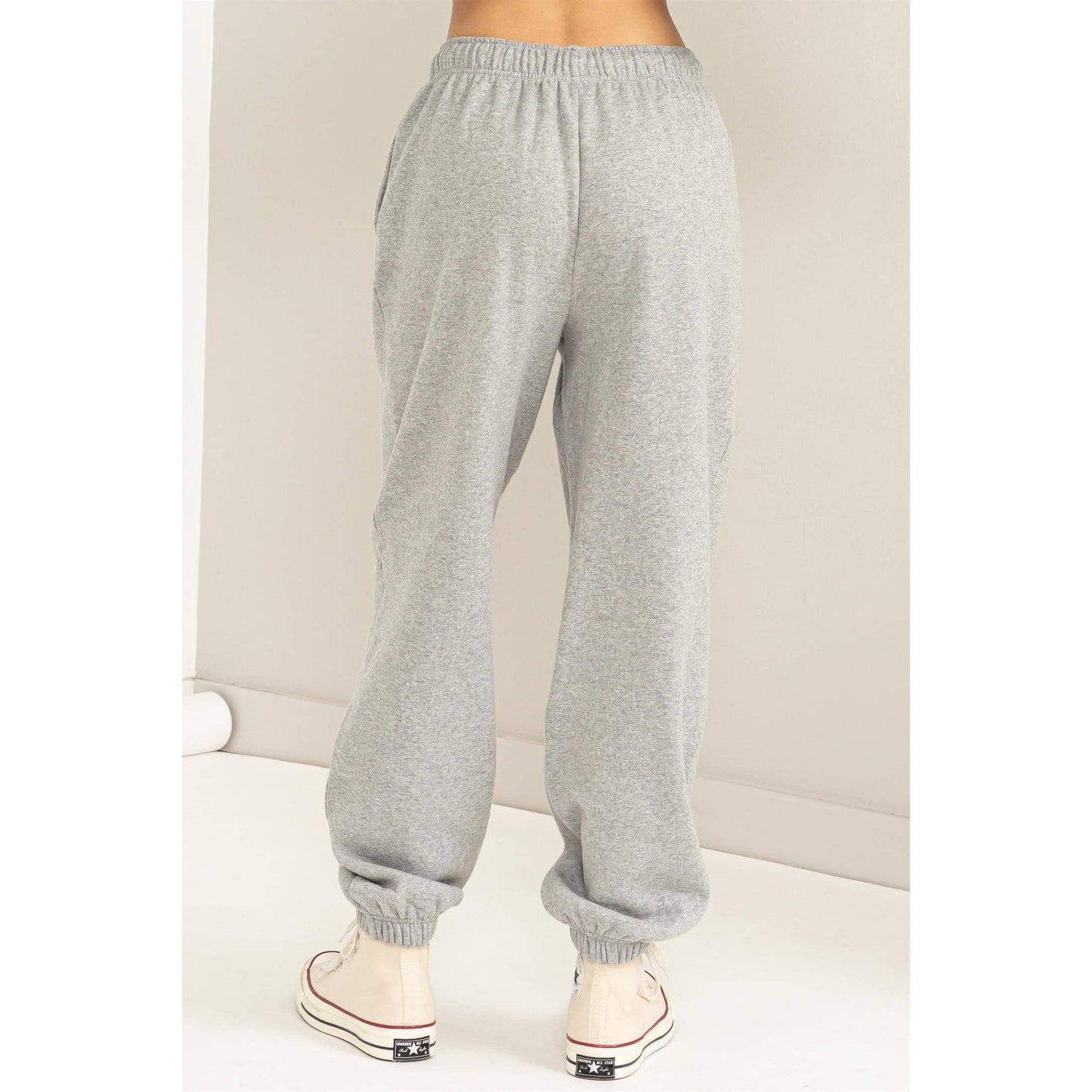 High-waist Drawstring Joggger Pants: BANANA CREAM
