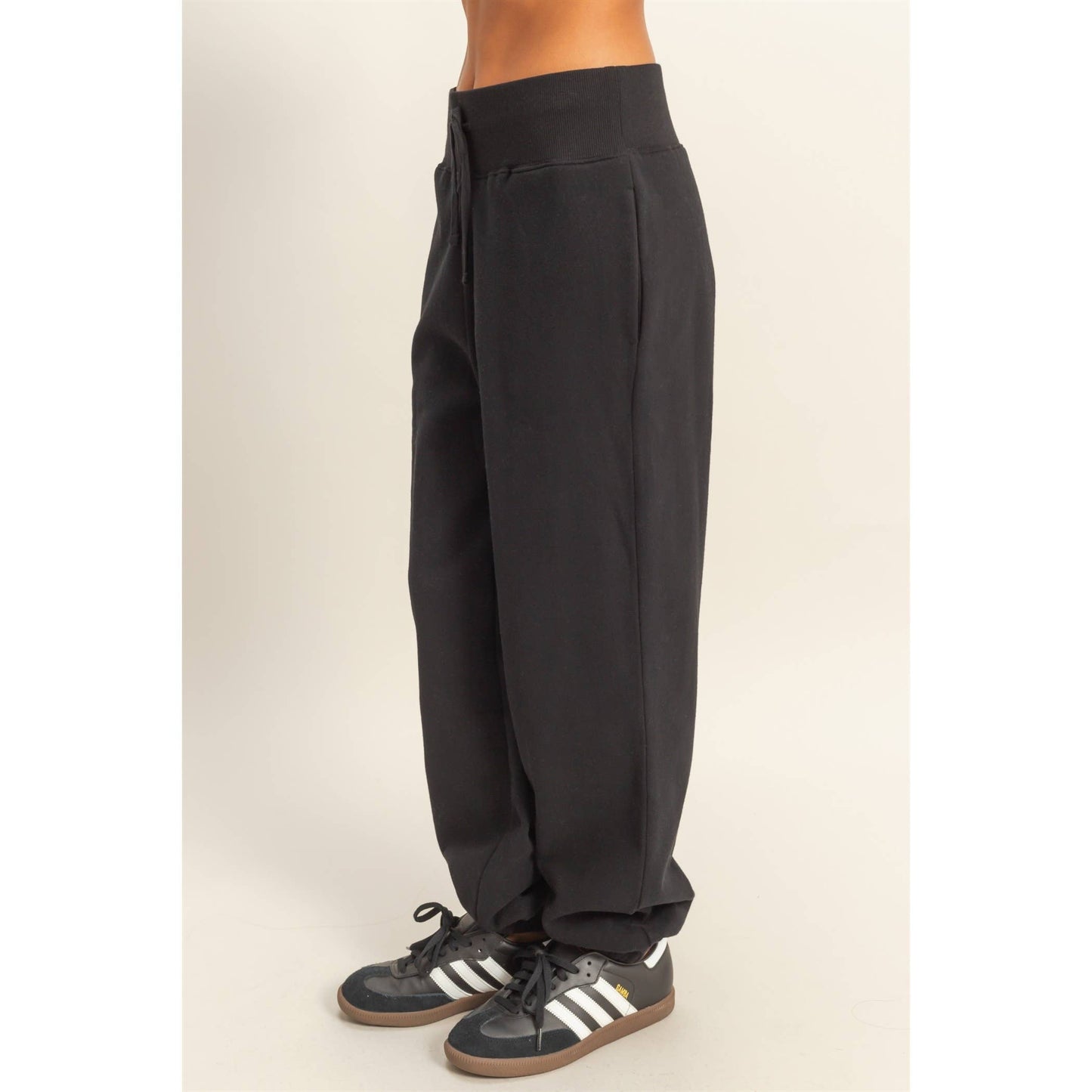 High-Waist Jogger Pants: DUSTY PINK / S-M-L(2-2-2)