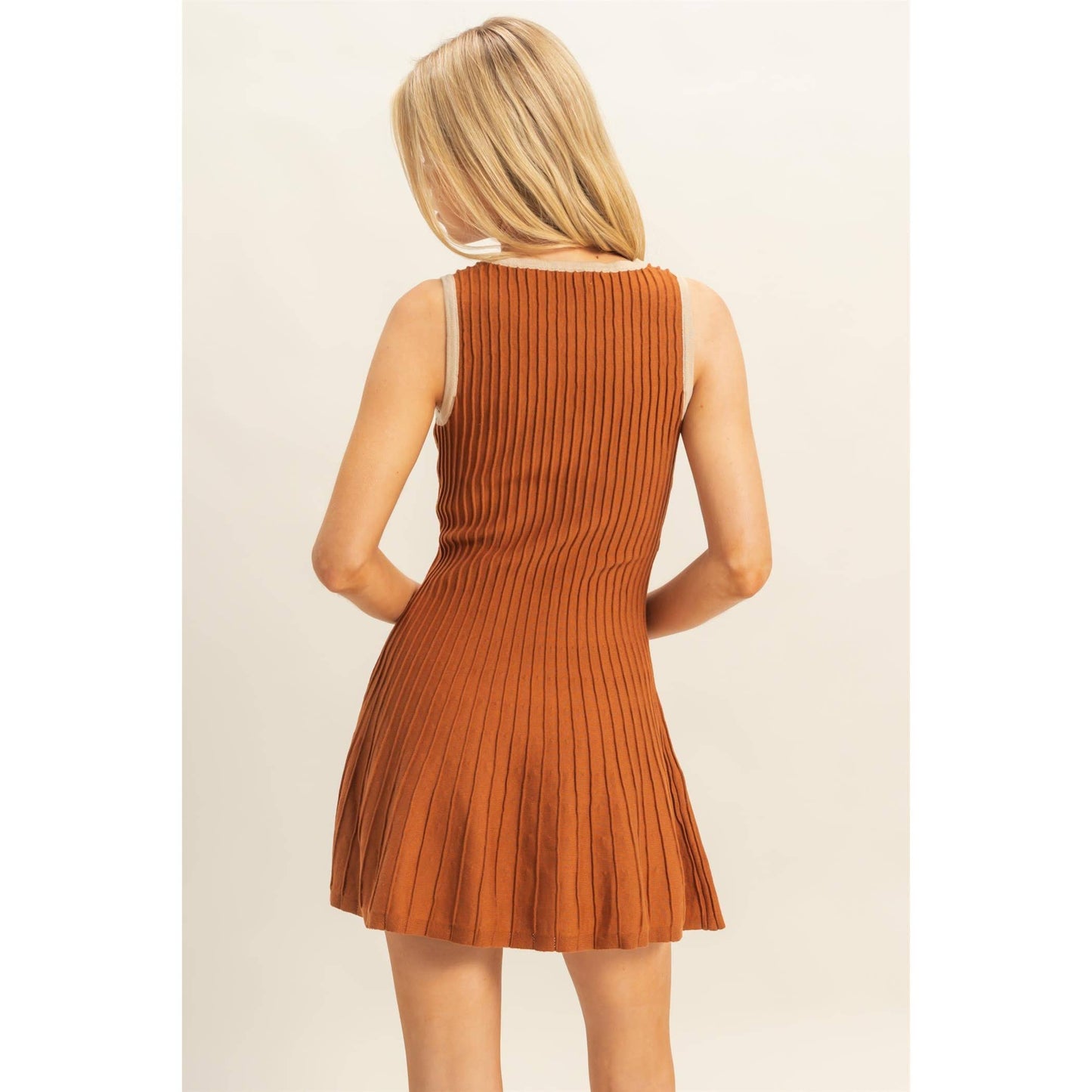 Sleeveless Ribbed Flare Dress
