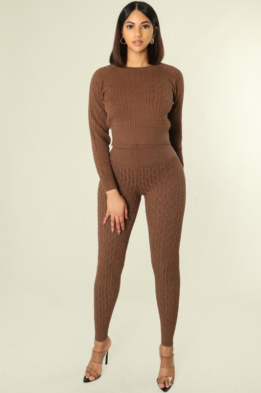 Women's cable knit sweater & pants set | On the Go pants Set