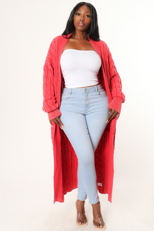 Cozy Cable Knit Cardigan Sweater with Pockets