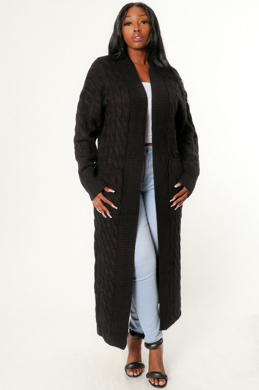 Cozy Cable Knit Cardigan Sweater with Pockets