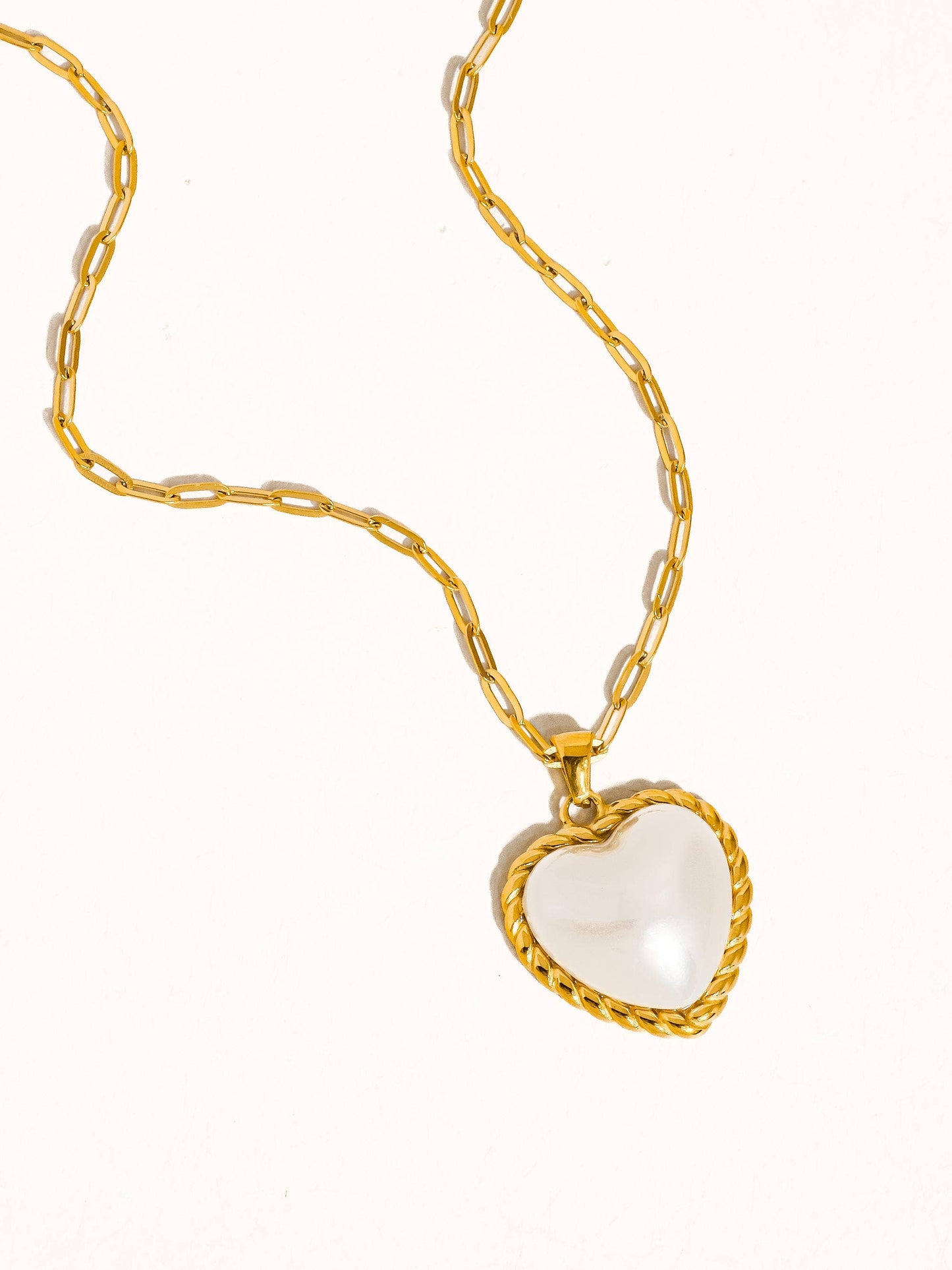 Silouane 18K Gold Non-Tarnish Heart Pearl Necklace: White