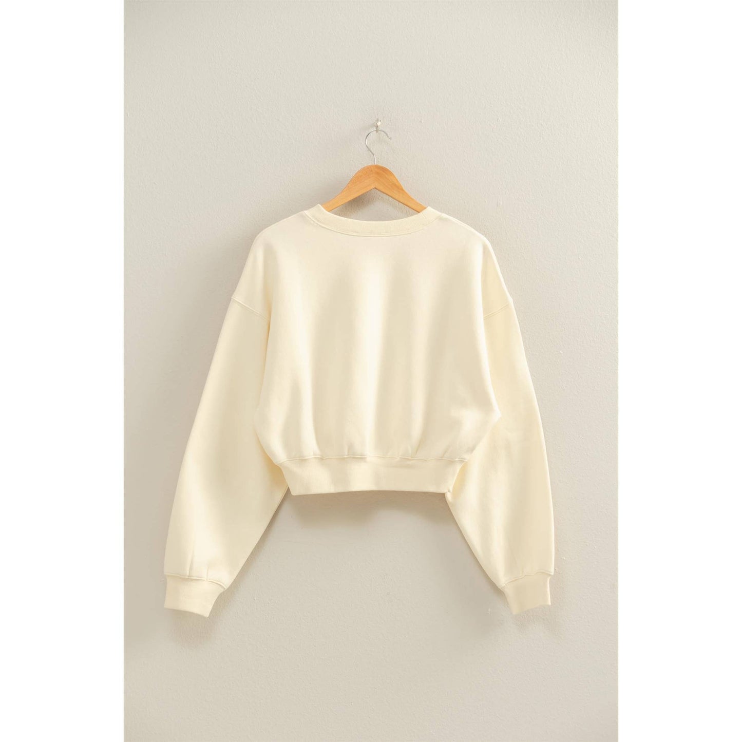 Everyday Long Sleeve Cropped Sweatshirt: CREAM