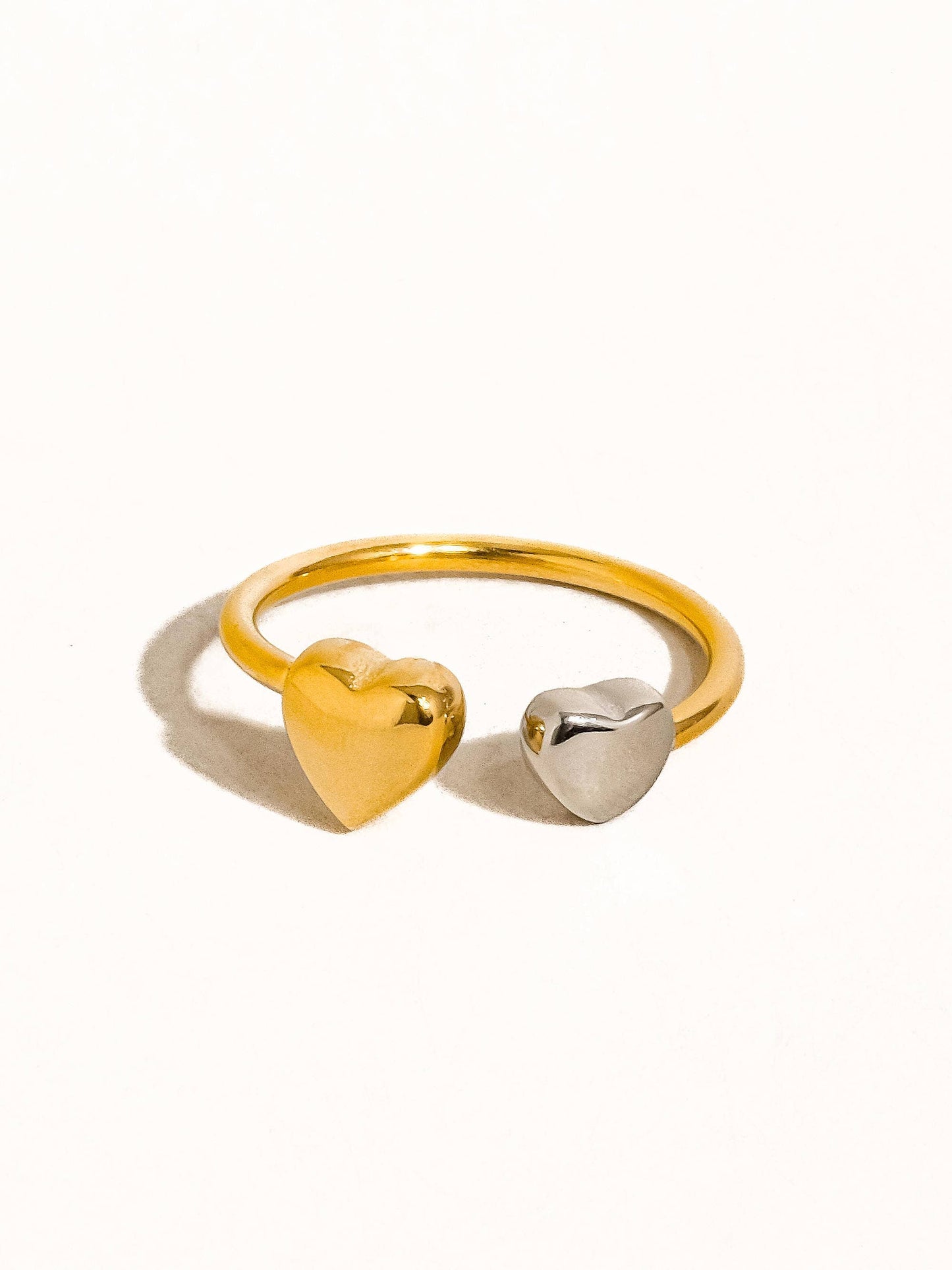 Loanni 18K Non-Tarnish Two Tone Heart Ring: Multi-Colored