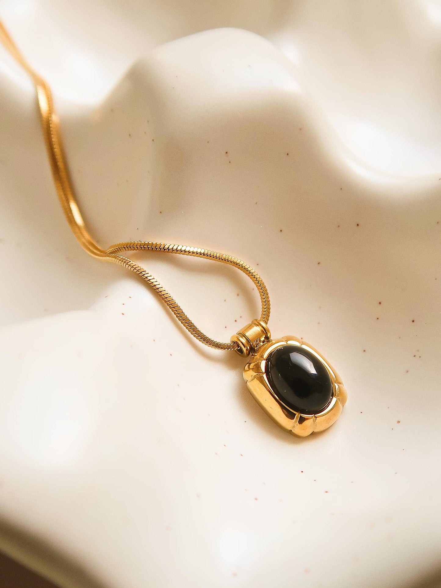 Dax 18K Gold Non-Tarnish Natural Stone Necklace: Brown