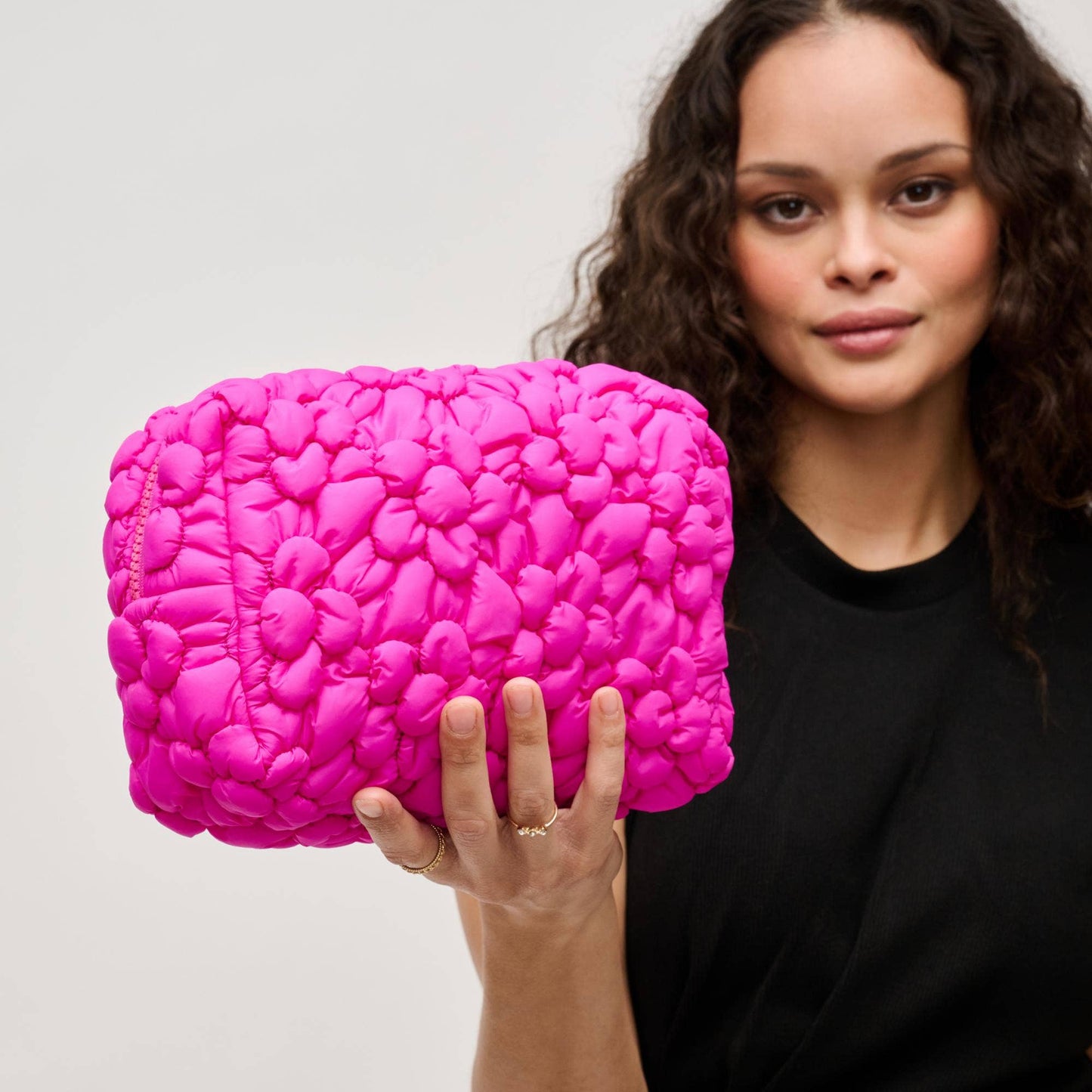 Flora Pop - Nylon Cosmetic Pouch: Fuchsia