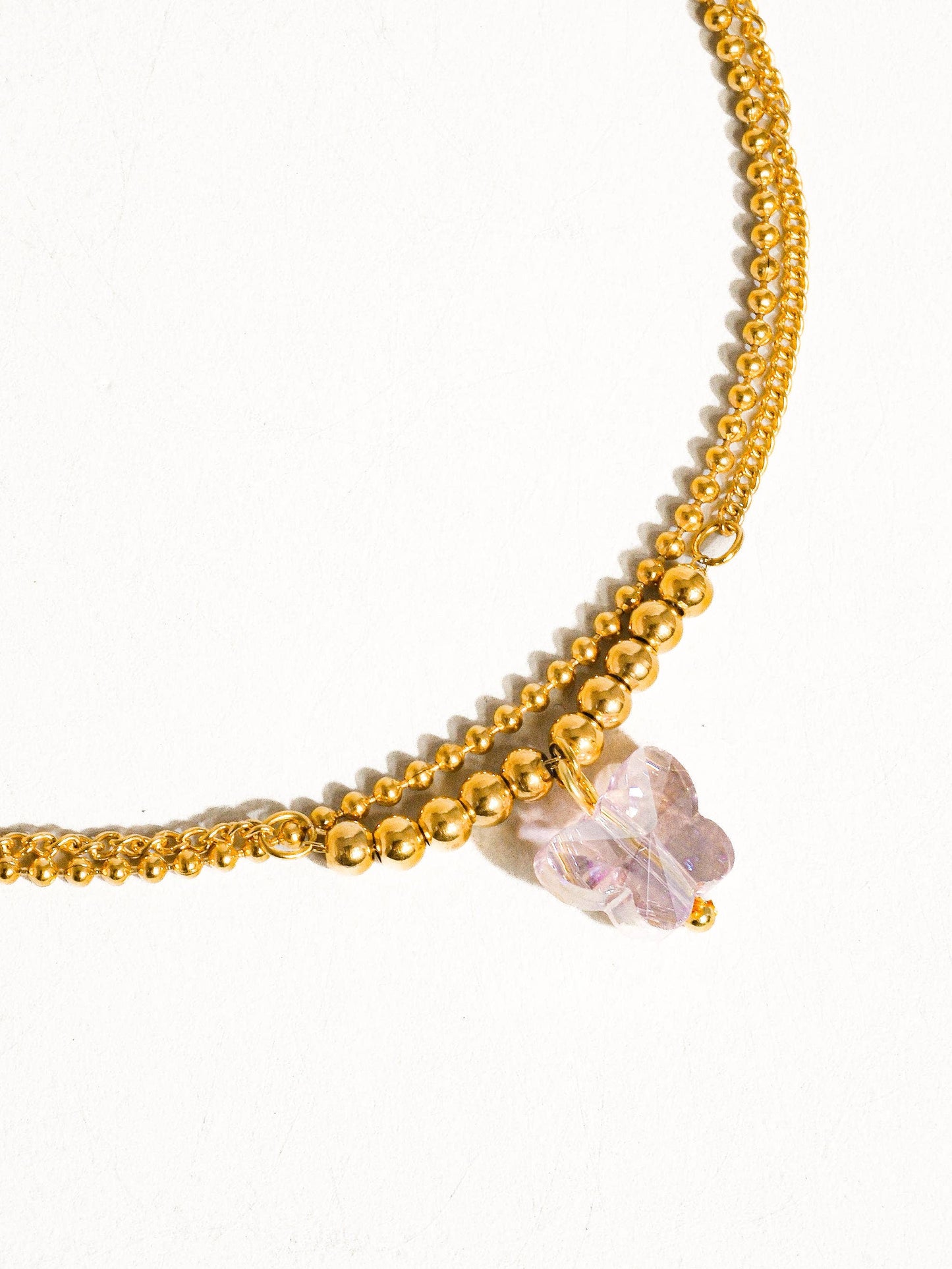 Balvin 18K Gold Non-Tarnish Layered Butterfly Anklets: Yellow Gold