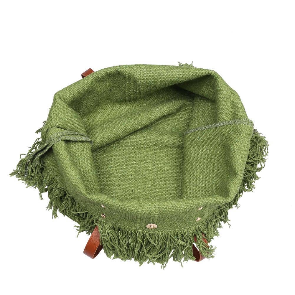 Summer Vibes Fringe Beach Tote: Sage