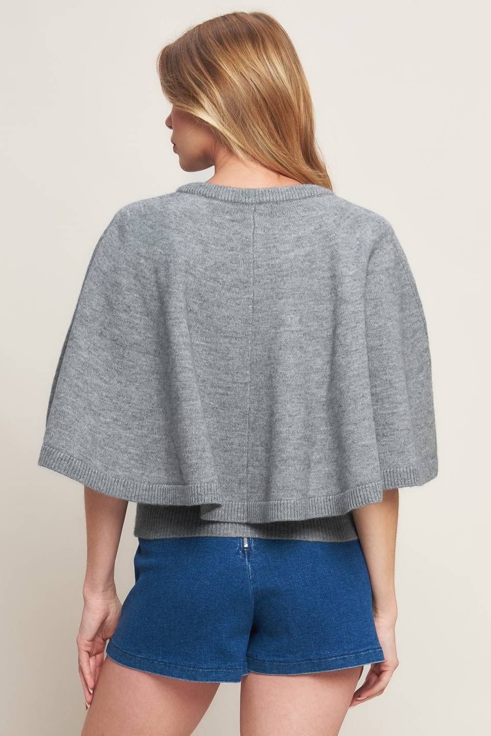 A capelet sweater knit top - HEATHER GREY Contemporary