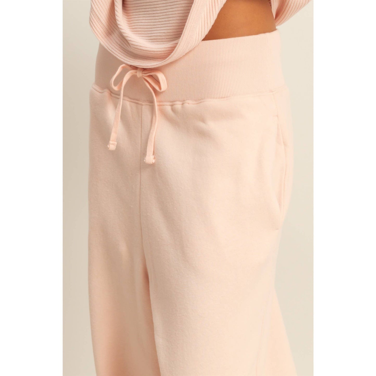 High-Waist Jogger Pants: DUSTY PINK / S-M-L(2-2-2)