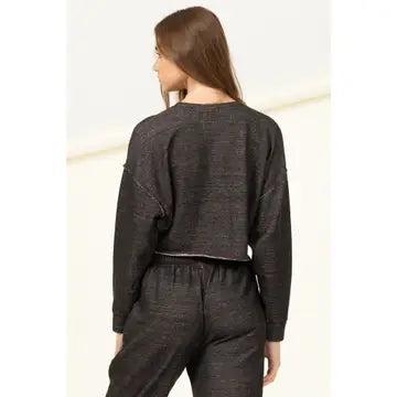 DROP-SHOULDER CROPPED TOP