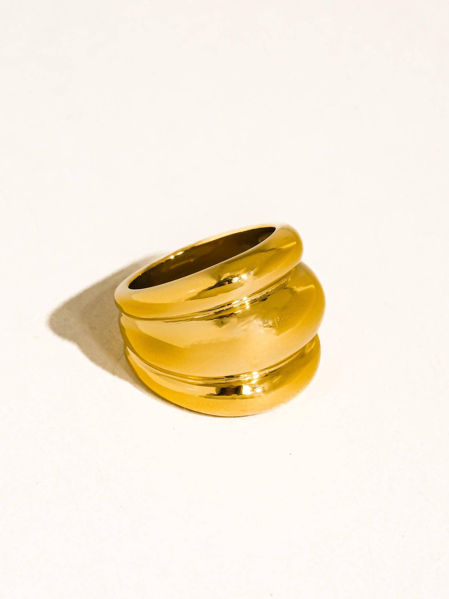 Daelen 18K Gold Non-Tarnish Dome Statement Ring: Multi-Colored