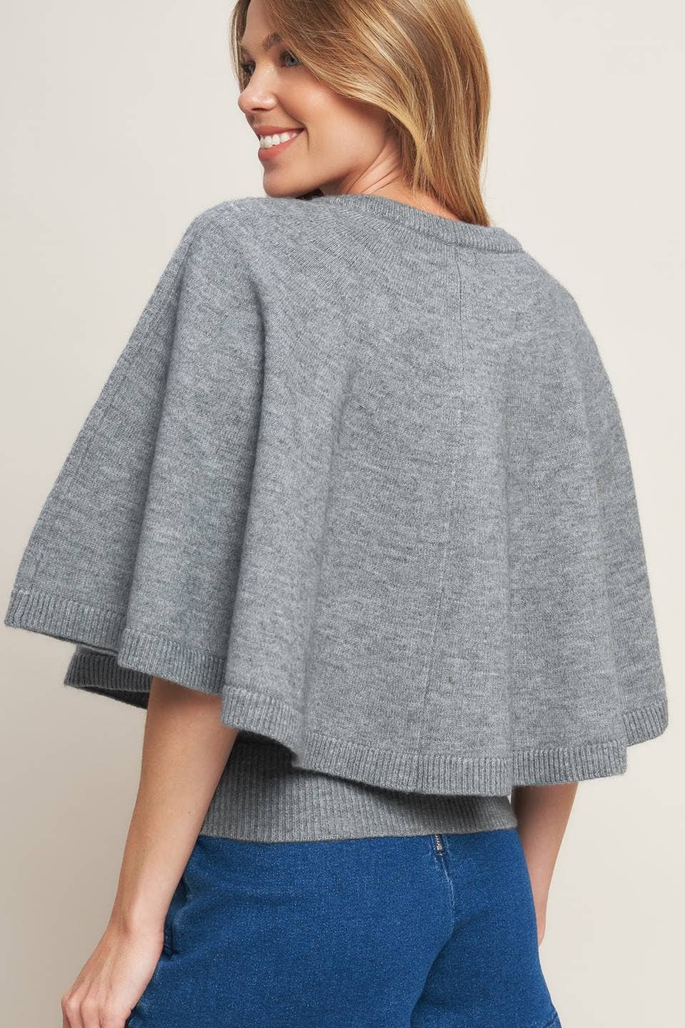 A capelet sweater knit top - HEATHER GREY Contemporary