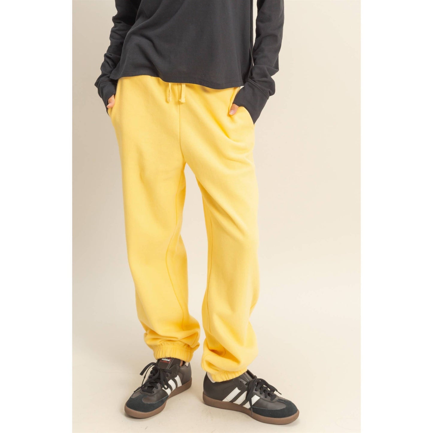 High-Waist Jogger Pants: DUSTY PINK / S-M-L(2-2-2)
