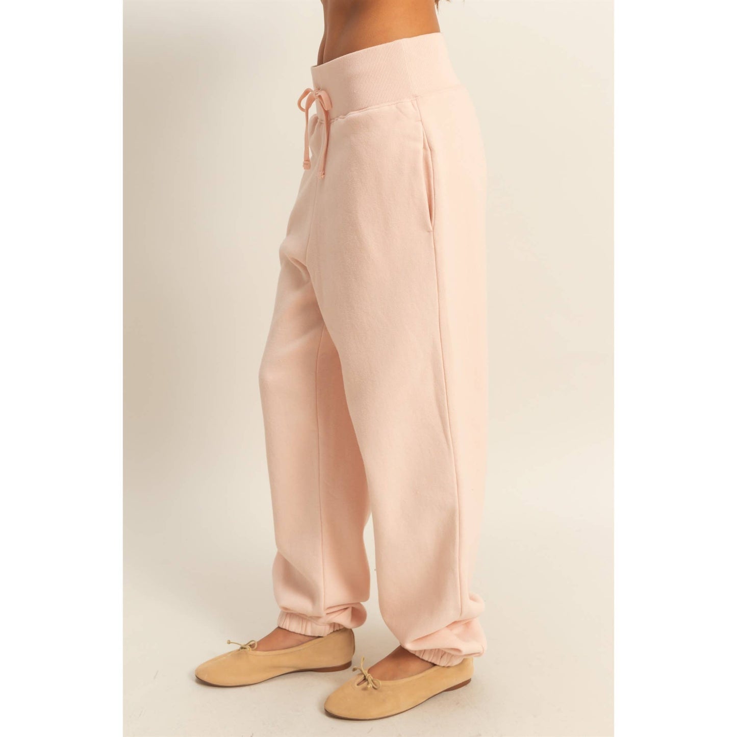 High-Waist Jogger Pants: DUSTY PINK / S-M-L(2-2-2)
