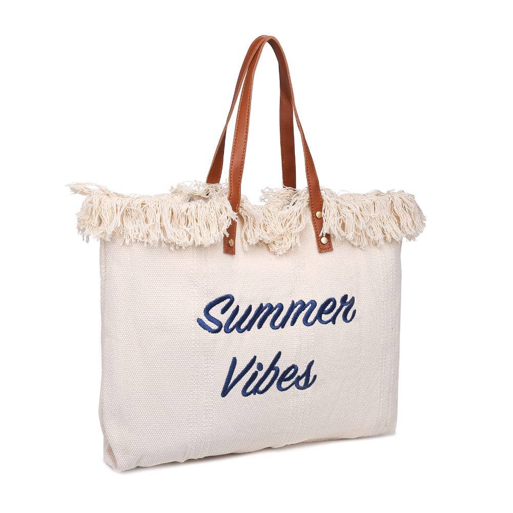 Summer Vibes Fringe Beach Tote: Sage