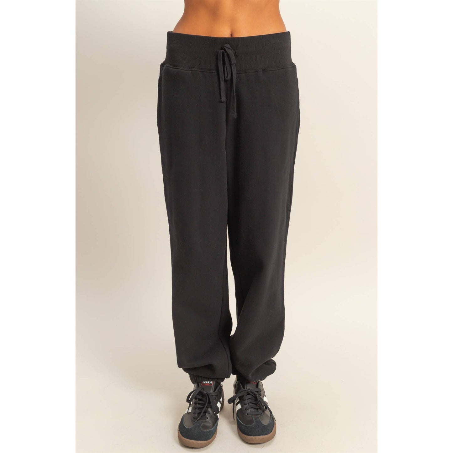 High-Waist Jogger Pants: DUSTY PINK / S-M-L(2-2-2)