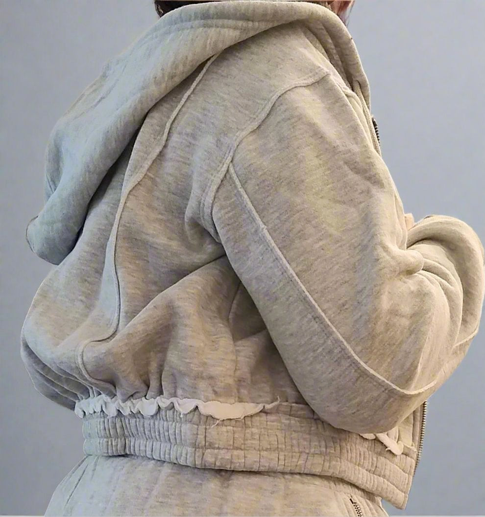 Zip Up Hoodie Jacket With Seam Detailing