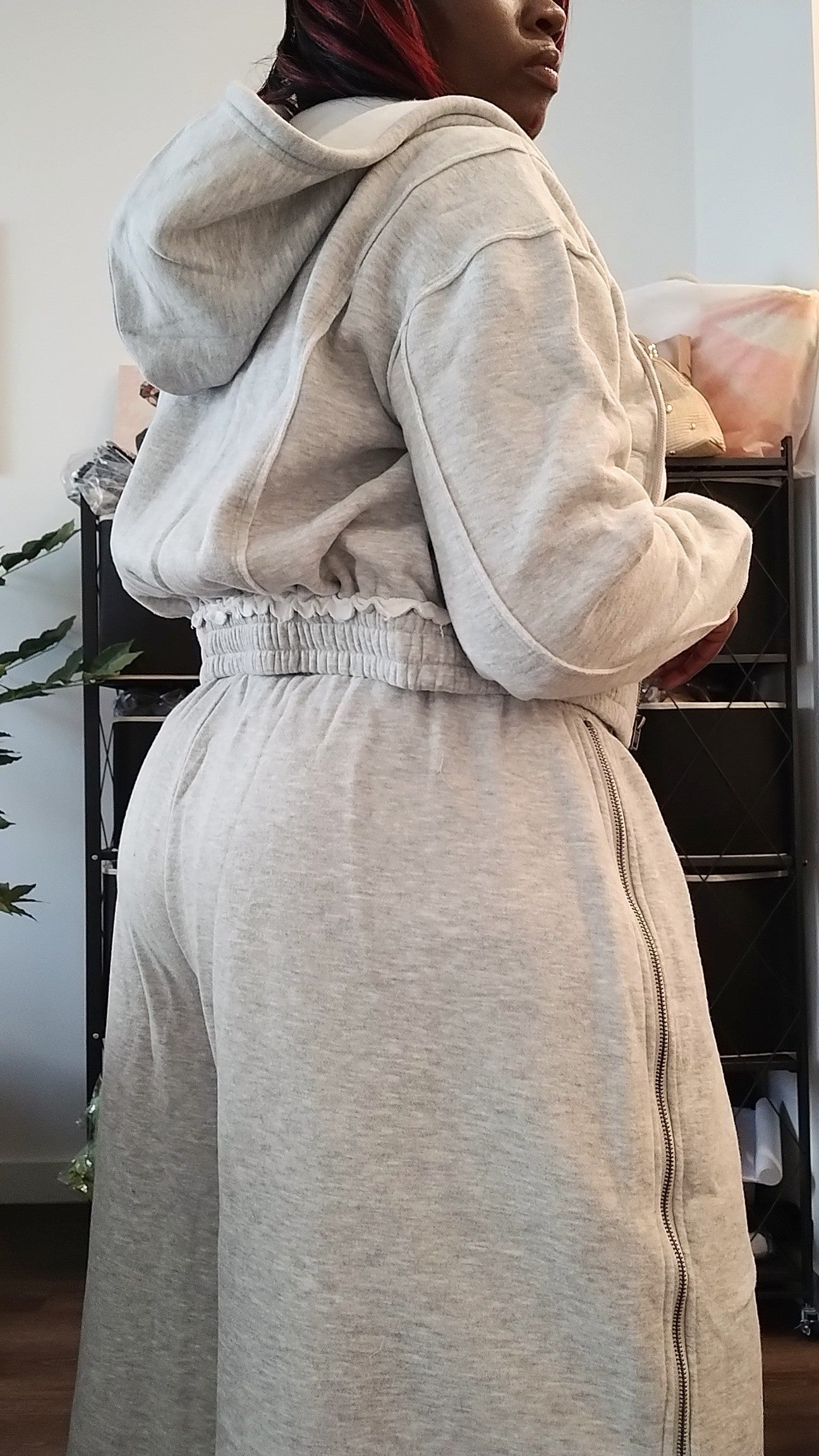 Wide-Leg Side Zipper Sweatpant