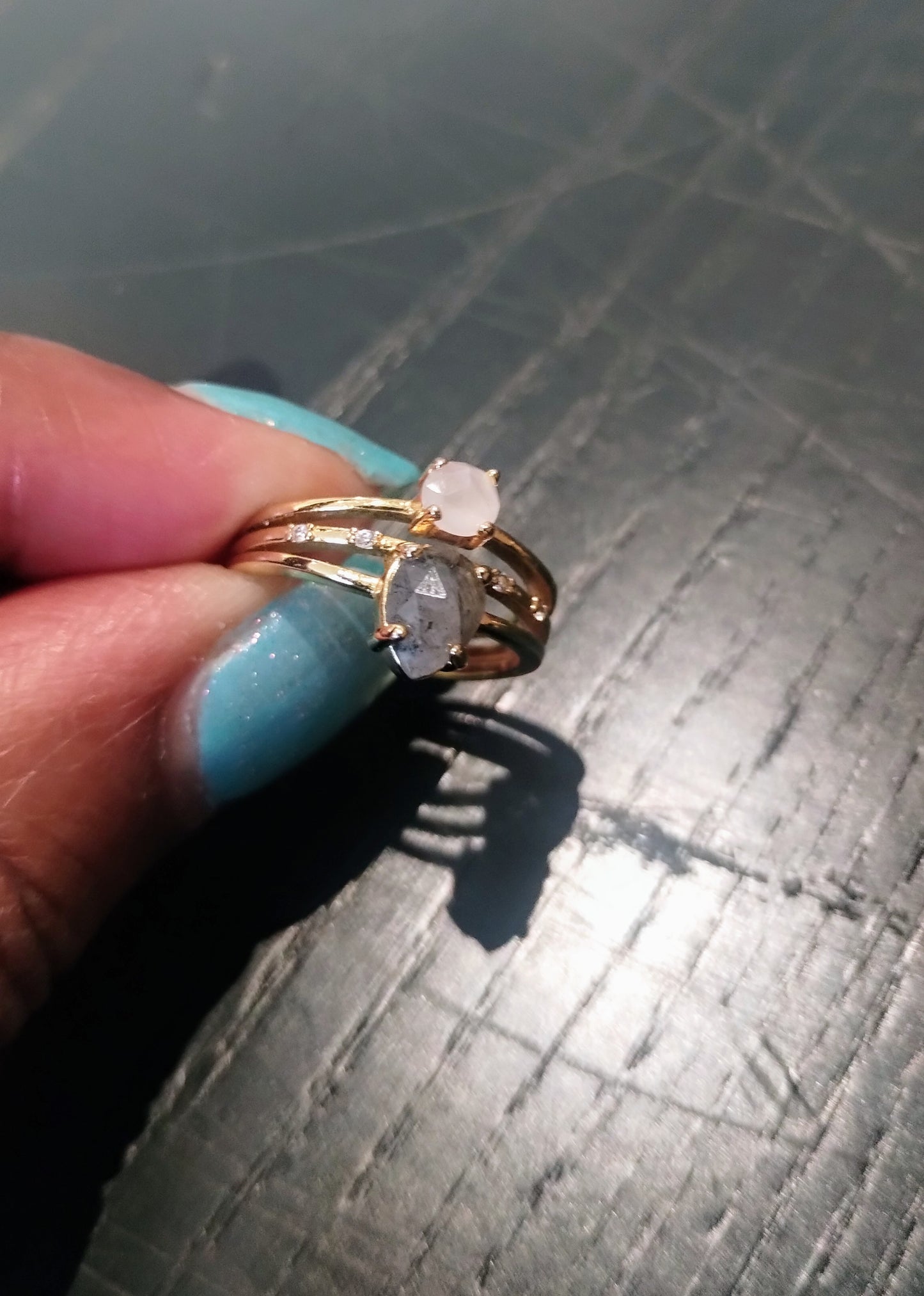 Sabine 18K Gold Multi Stone Statement Ring: Olive