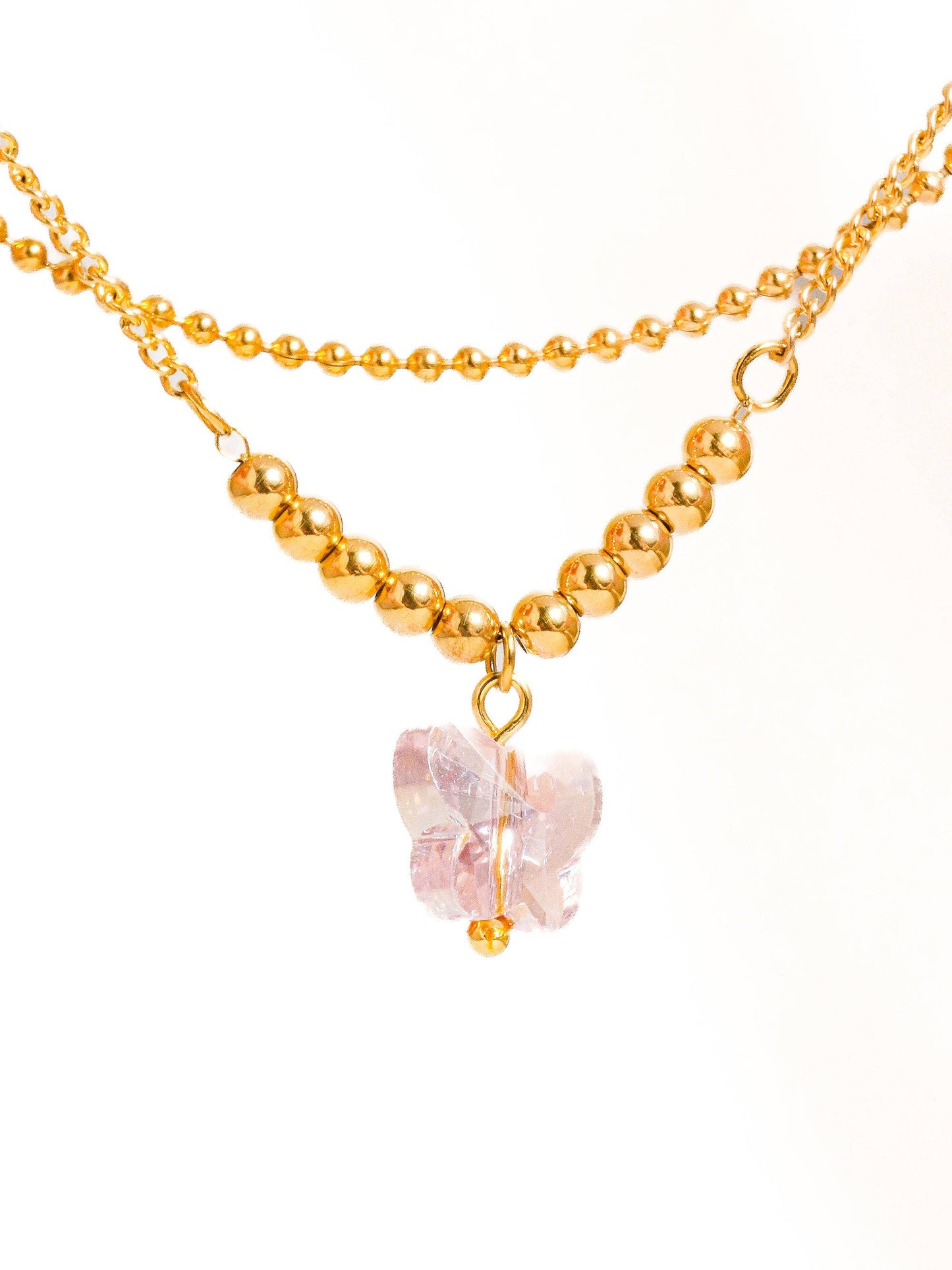 Balvin 18K Gold Non-Tarnish Layered Butterfly Anklets: Yellow Gold