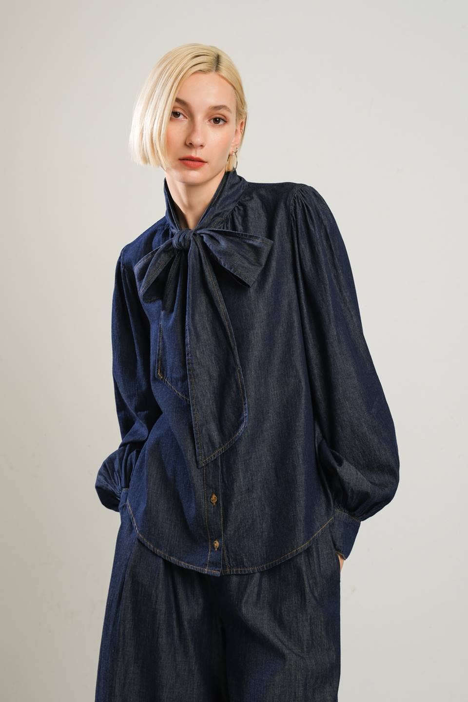 A Chambray Bow Blouse