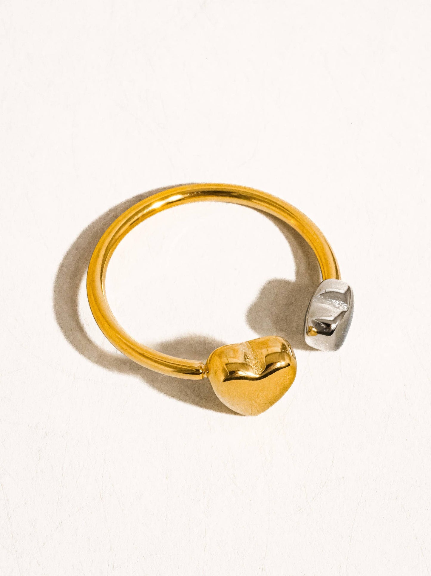 Loanni 18K Non-Tarnish Two Tone Heart Ring: Multi-Colored