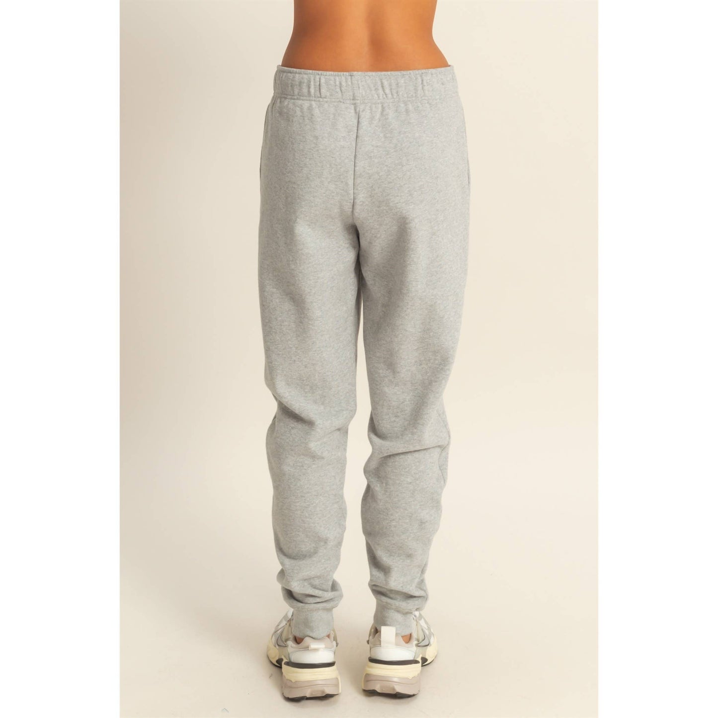 Mid-Rise Drawstring Jogger Pants: HEATHER GRAY