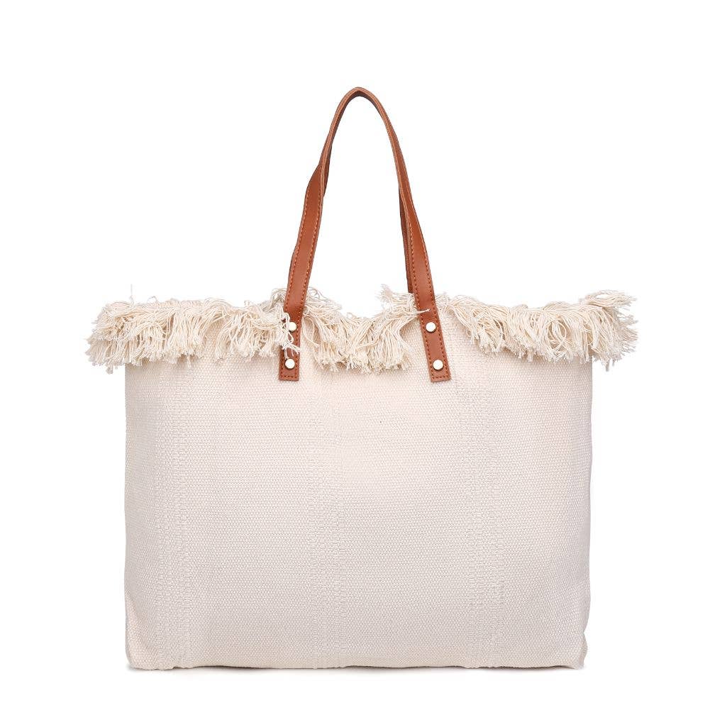 Summer Vibes Fringe Beach Tote: Sage