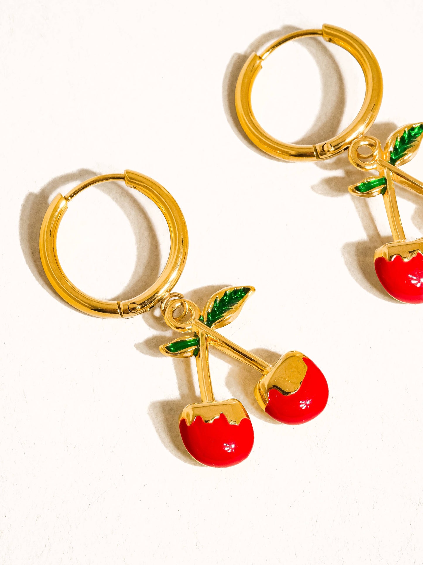 Côte 18K Gold Non-Tarnish Vintage Cherry Earring: Red
