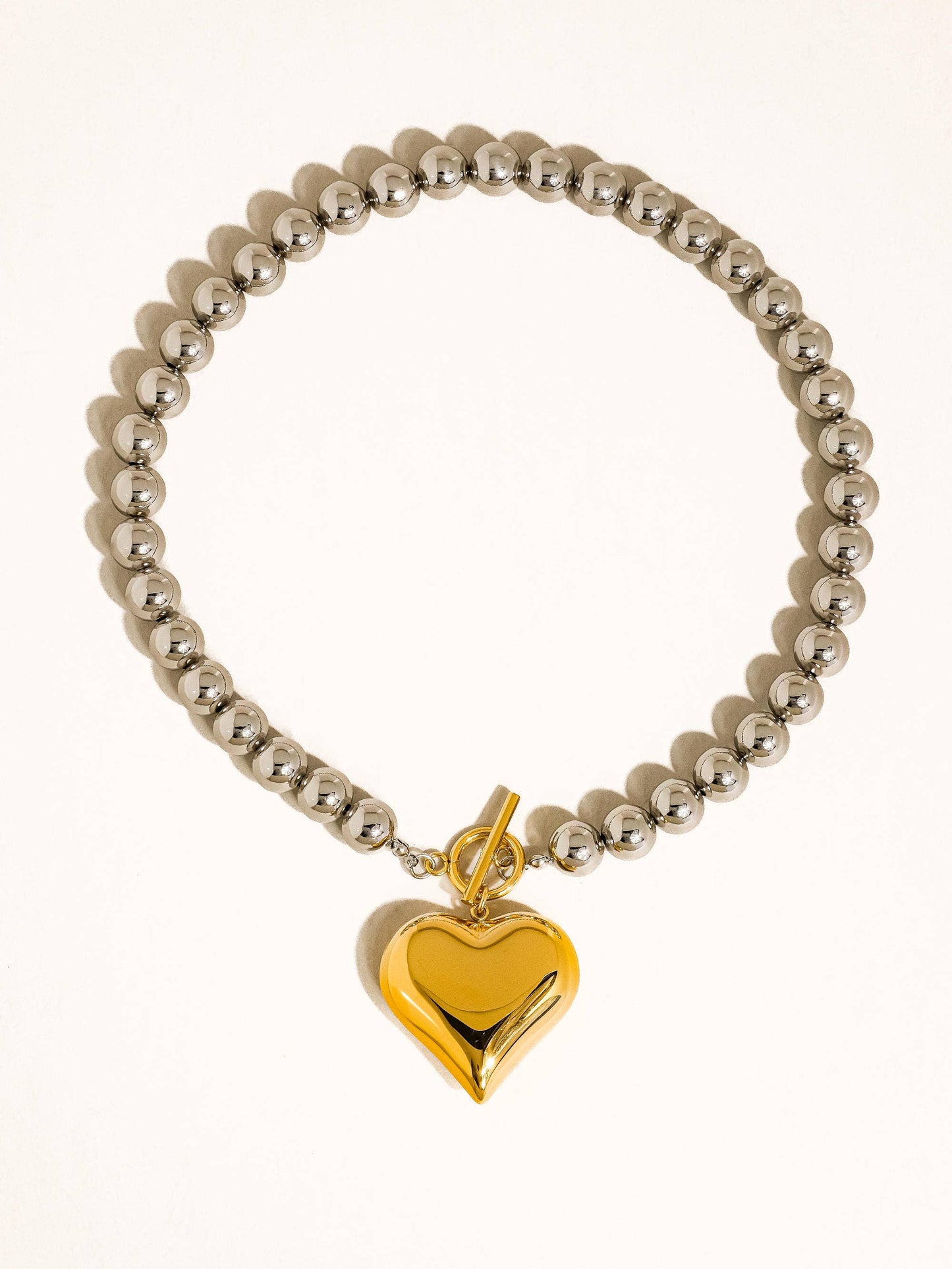Raissa 18K Gold Non-Tarnish Two Tone Heart Necklace: Multi-Colored