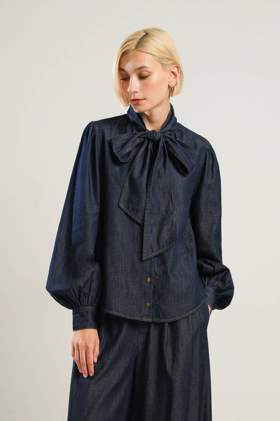A Chambray Bow Blouse