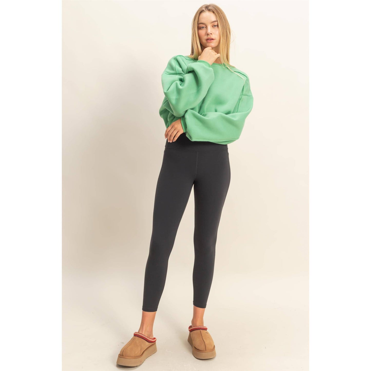 Cropped Sweatshirt: GREEN