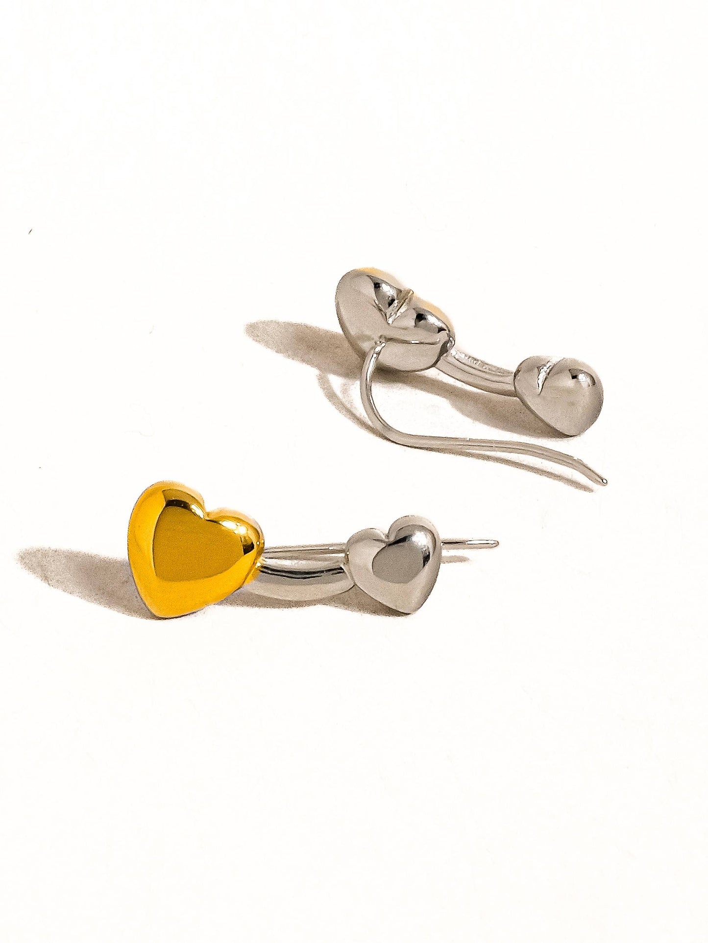 Corinne 18K Gold Non-Tarnish Two Tone Heart Stud: Multi-Colored