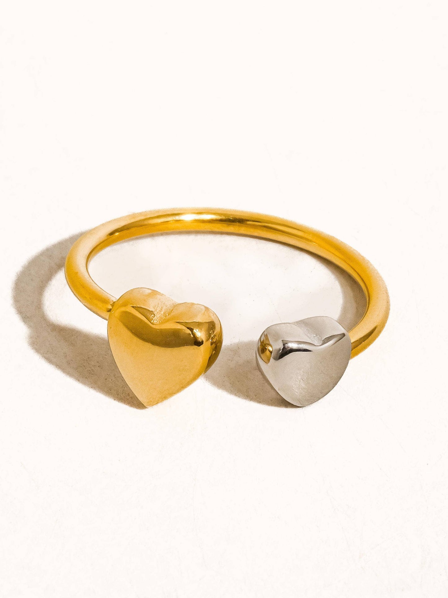 Loanni 18K Non-Tarnish Two Tone Heart Ring: Multi-Colored