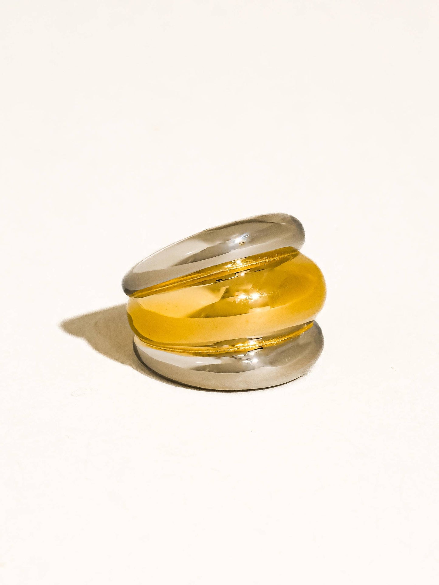 Daelen 18K Gold Non-Tarnish Dome Statement Ring: Multi-Colored