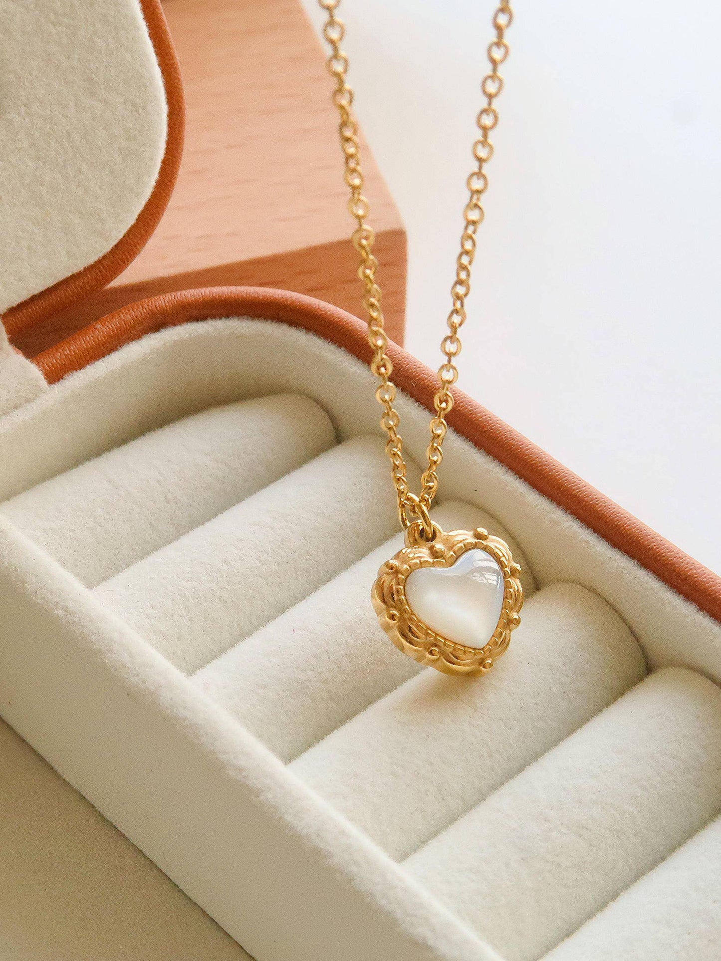 Josie Gold Non-Tarnish Vintage Heart Pendant Necklace: Yellow Gold