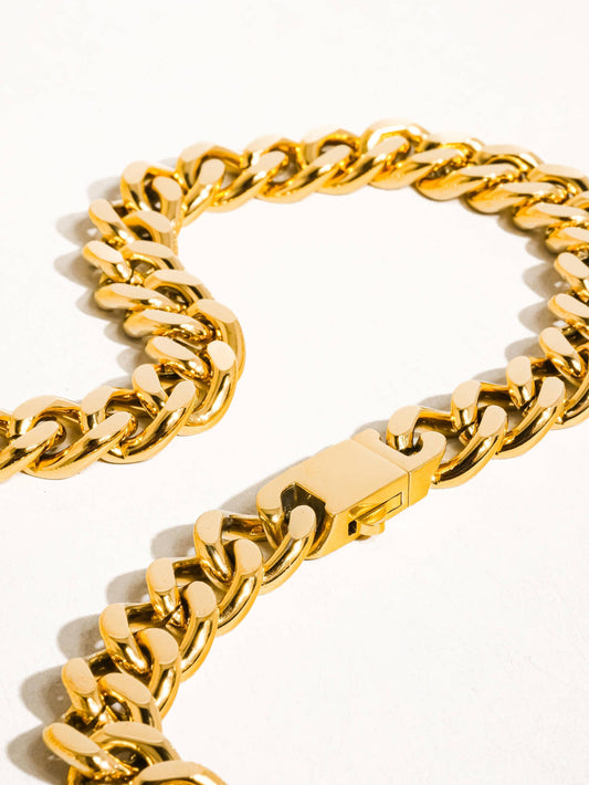 Willie 18K Gold Non-Tarnish Classic Bold Chain Necklace: Yellow Gold