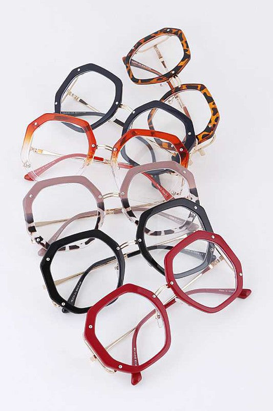 Oversized Stylish Octagon Clear Glasses