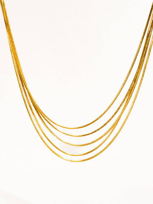 Parie 18K Gold Non-Tarnish Layered Chain Necklace: Yellow Gold