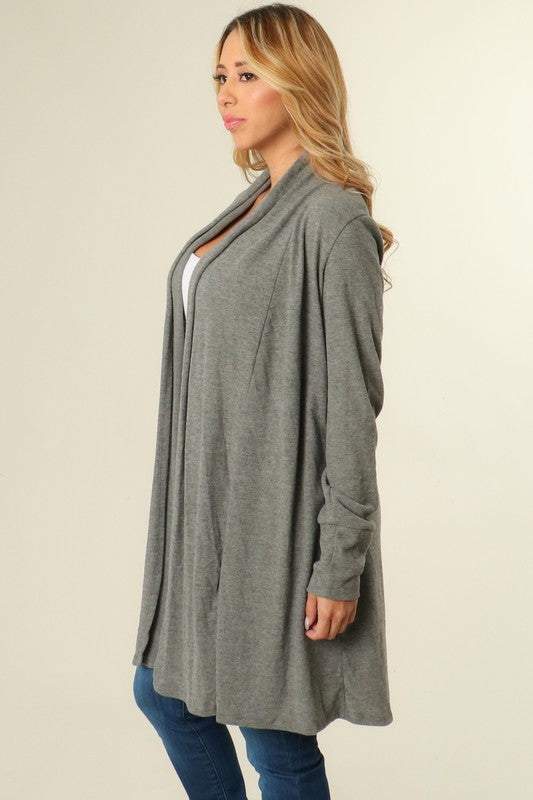 Cozy Gray Knit Slim Fitted Cardigan