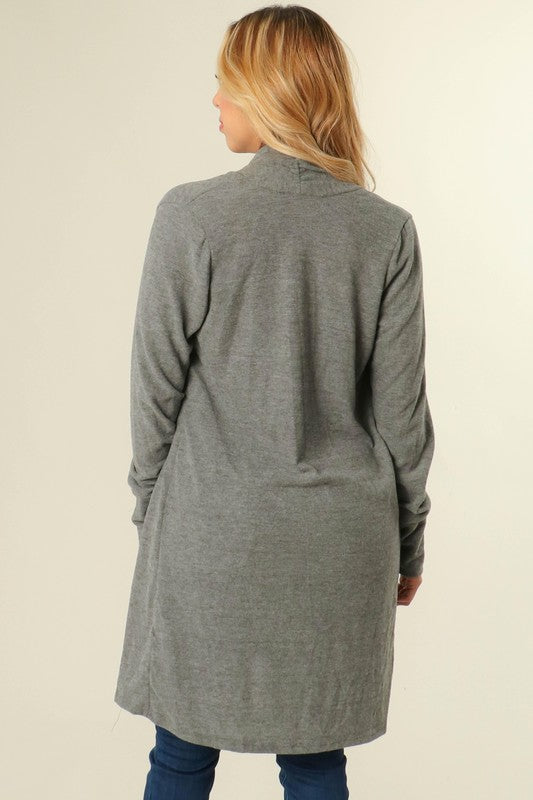 Cozy Gray Knit Slim Fitted Cardigan