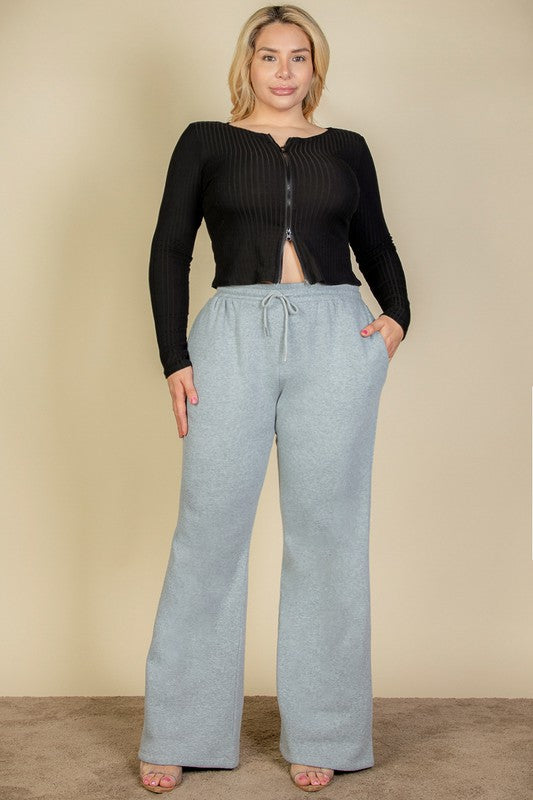 Woman's Gray Plus Size Relaxed Wideleg Sweatpants