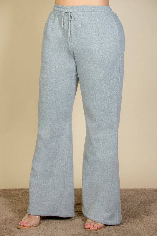 gray plus size wide leg sweat pants