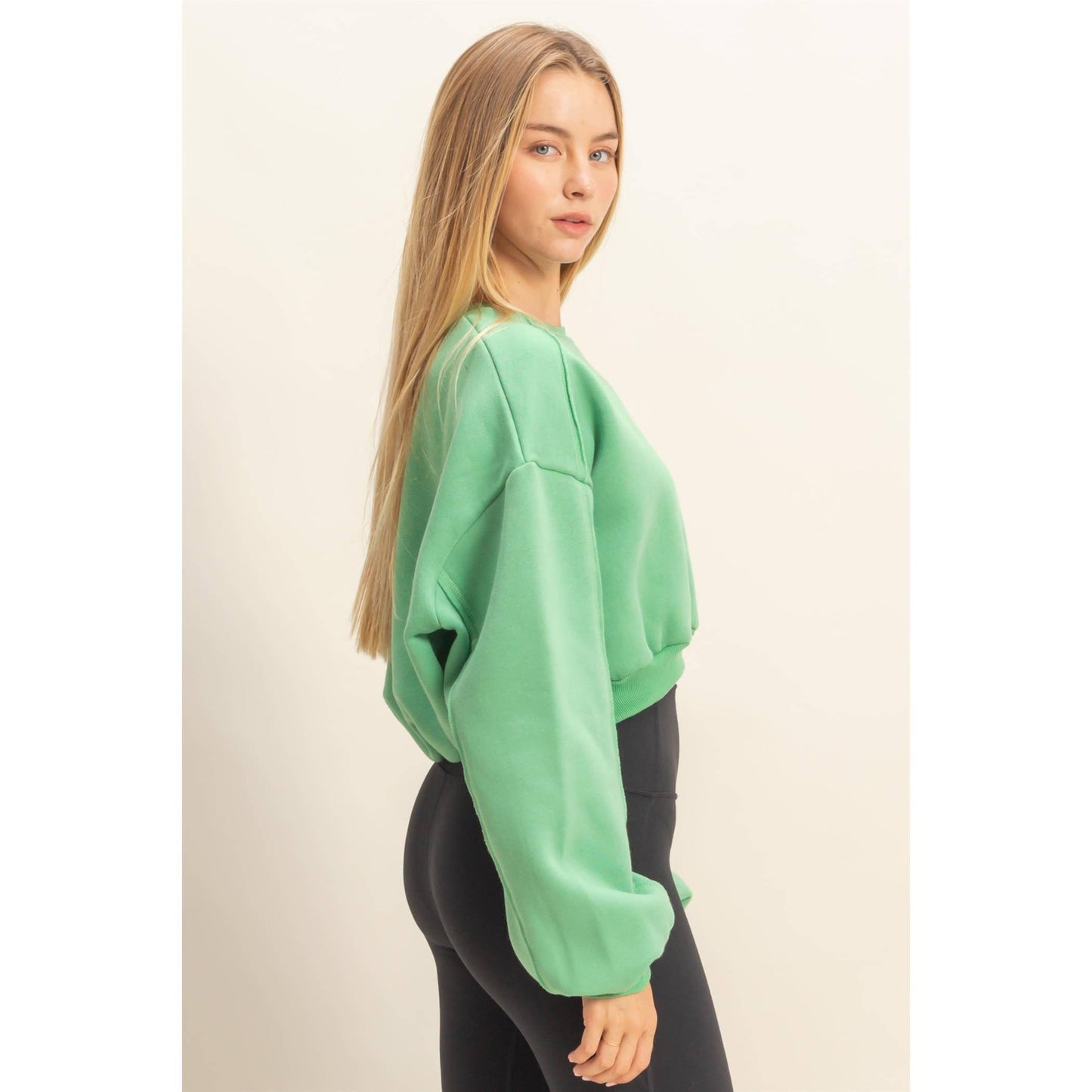 Cropped Sweatshirt: GREEN