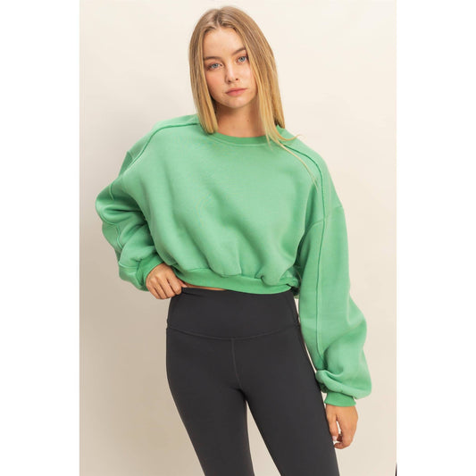 Cropped Sweatshirt: GREEN