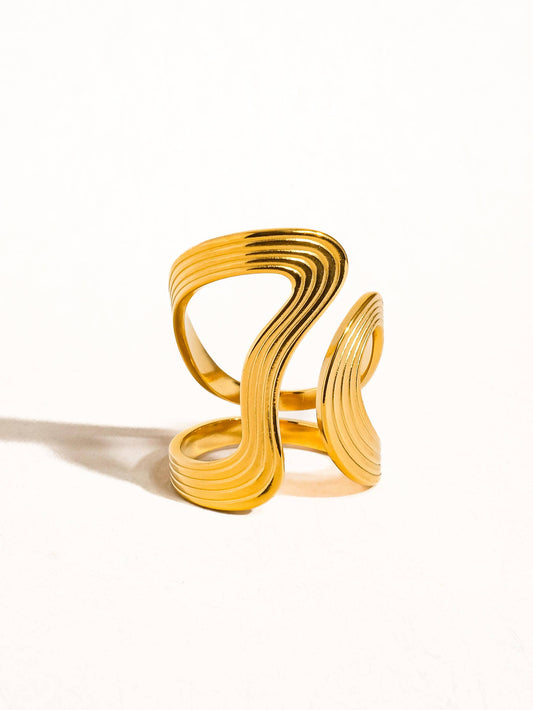 Xena 18K Gold Non-Tarnish Wavy Abstract Ring